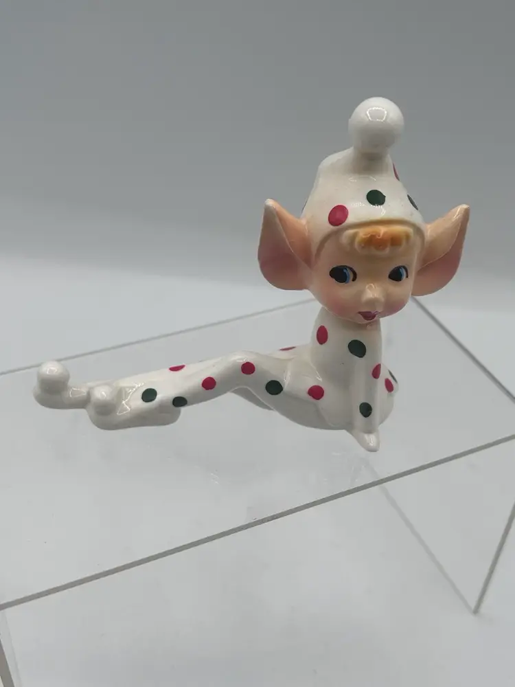 Vintage Lego 1950s Pixie Elf Figurine Ceramic Polka Dots 4x4”