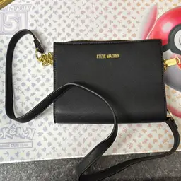 Steve Madden Black Crossbody w/ Gold Colored Chain Strap Purse Shoulder Bag