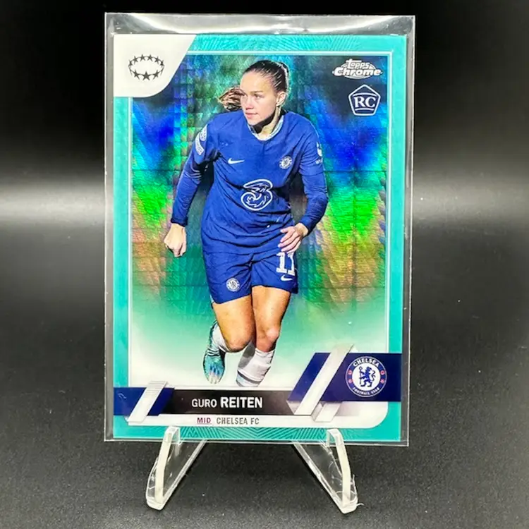 Guro Reiten RC 2022-23 Topps Chrome UEFA Women’s Championship League Aqua Chelsea