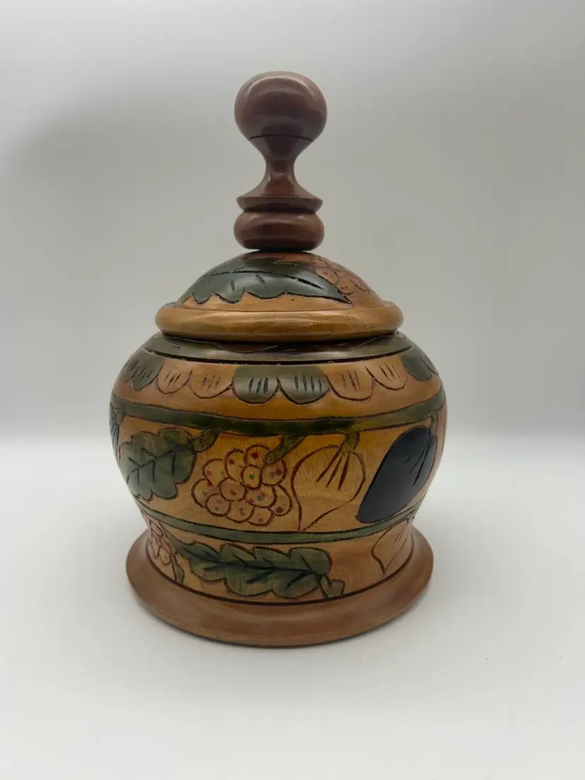 Hand Carved Wooden Box - VTG