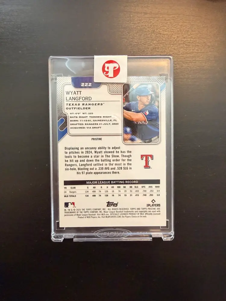 Wyatt Langford 2025 Topps Pristine Gold /50