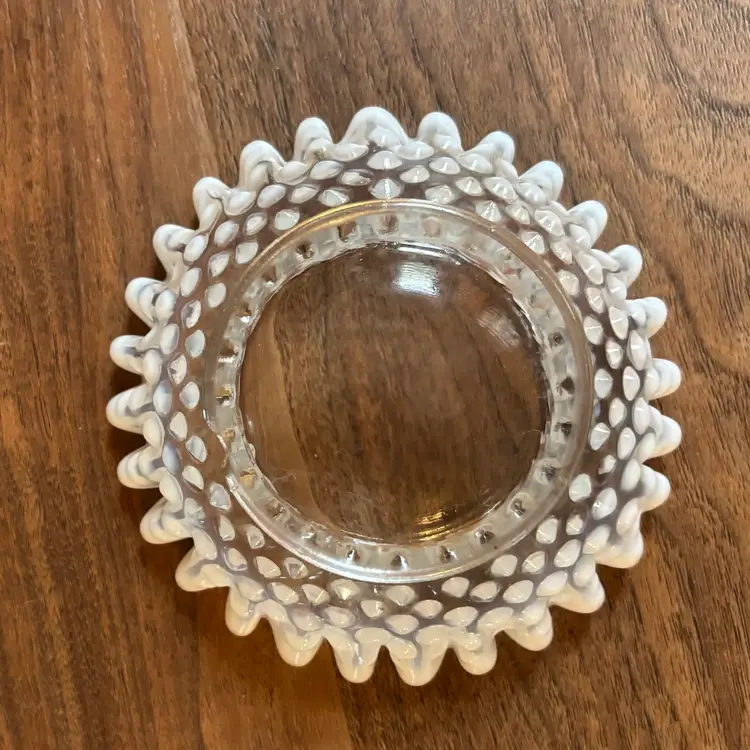 Vintage Fenton Opalescent Small Hobnail Ruffled Bowl