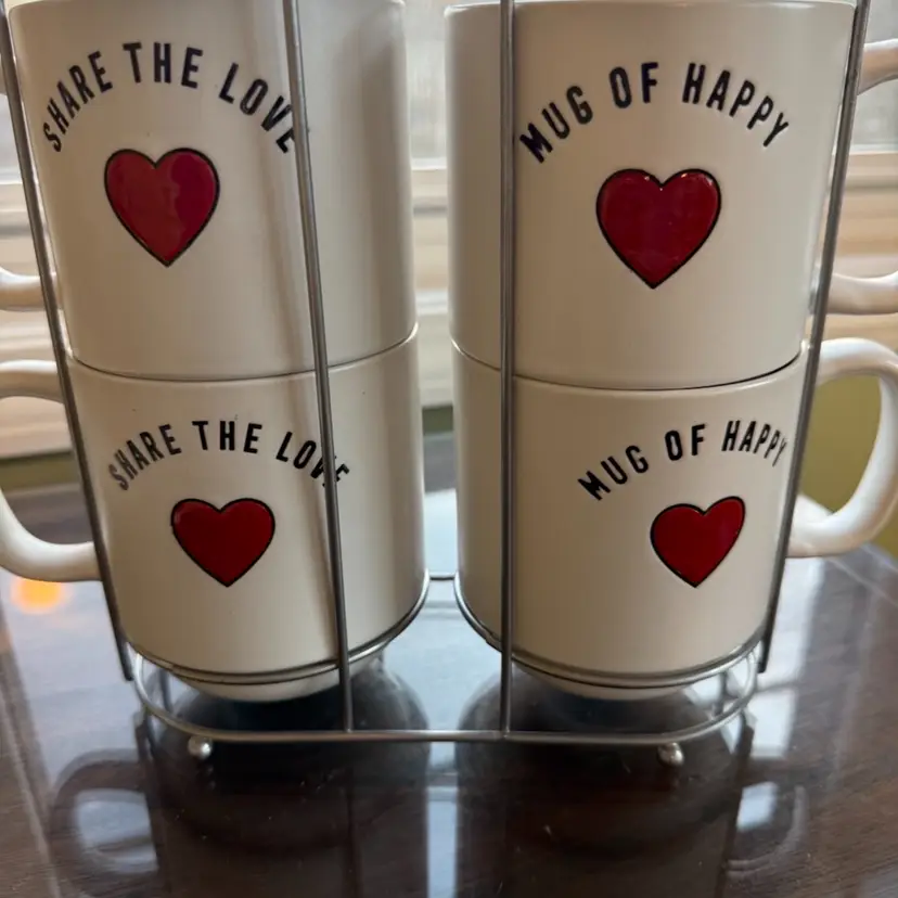 Sheffield Home Share The Love Mug of Happy Ceramic 16oz Mug Set 4 Mugs