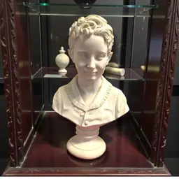 Alabaster Young Boy With Ruffled Collar Hand Carved