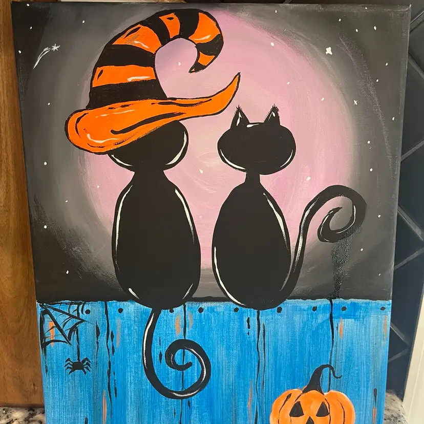 Glowy Halloween Cat Painting