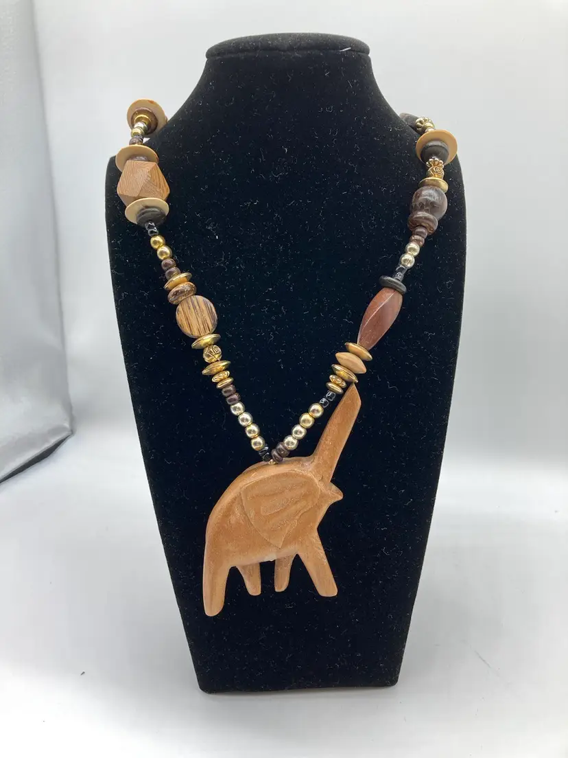 Wooden Elephant Necklace