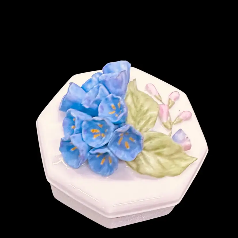 19. VTG Lenox Porcelain Bluebell Floral Trinket/Ring box