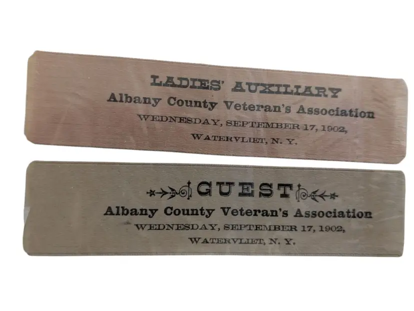 2 Antique 1902 Admission Tickets Albany Co Veterans Association Guest Ladies Aux