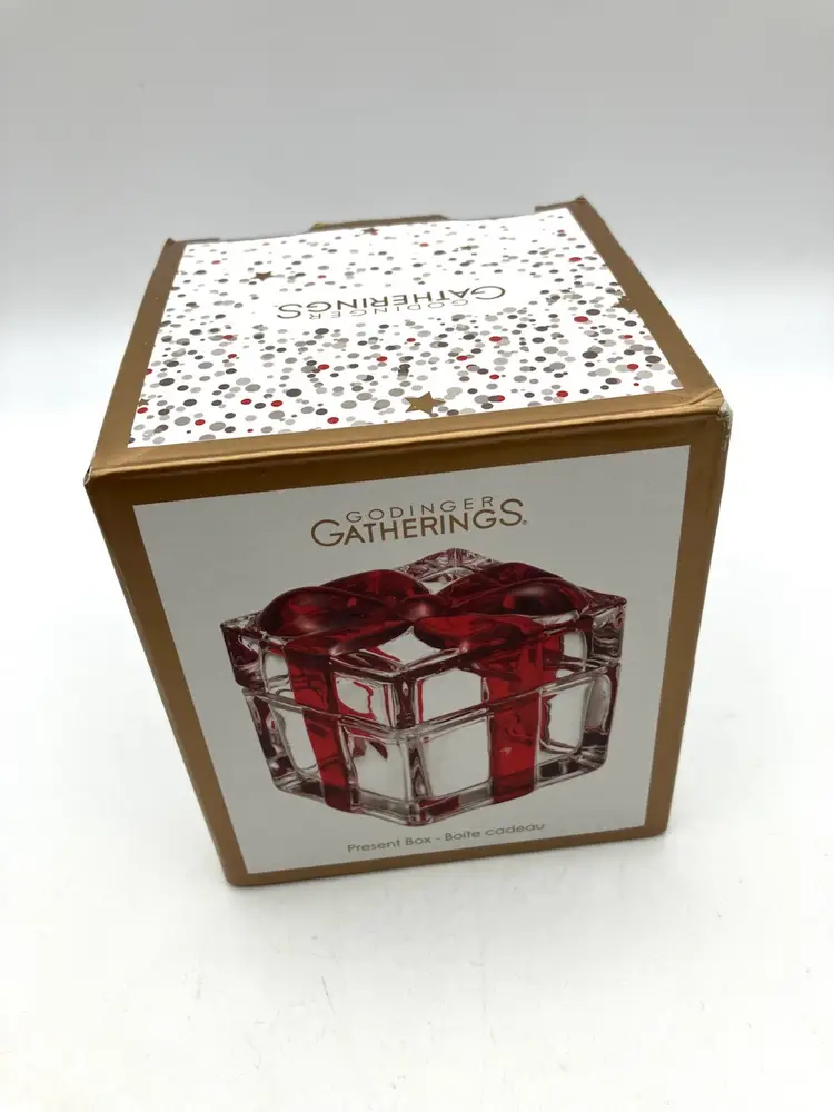 BIN - Godinger Shannon Crystal Gift Box Red Bow Trinket Box New In Box