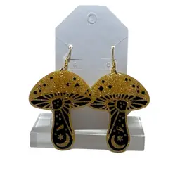 Gold Mushroom Earrings