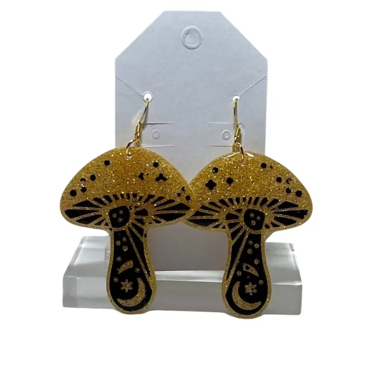Gold Mushroom Earrings