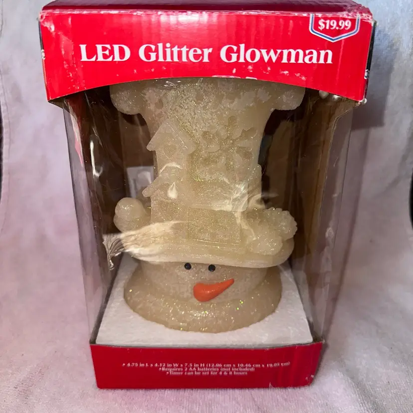 Preowned Rite-Aid Home For The Holidays LED Glitter Snowman Light Up w/Timers