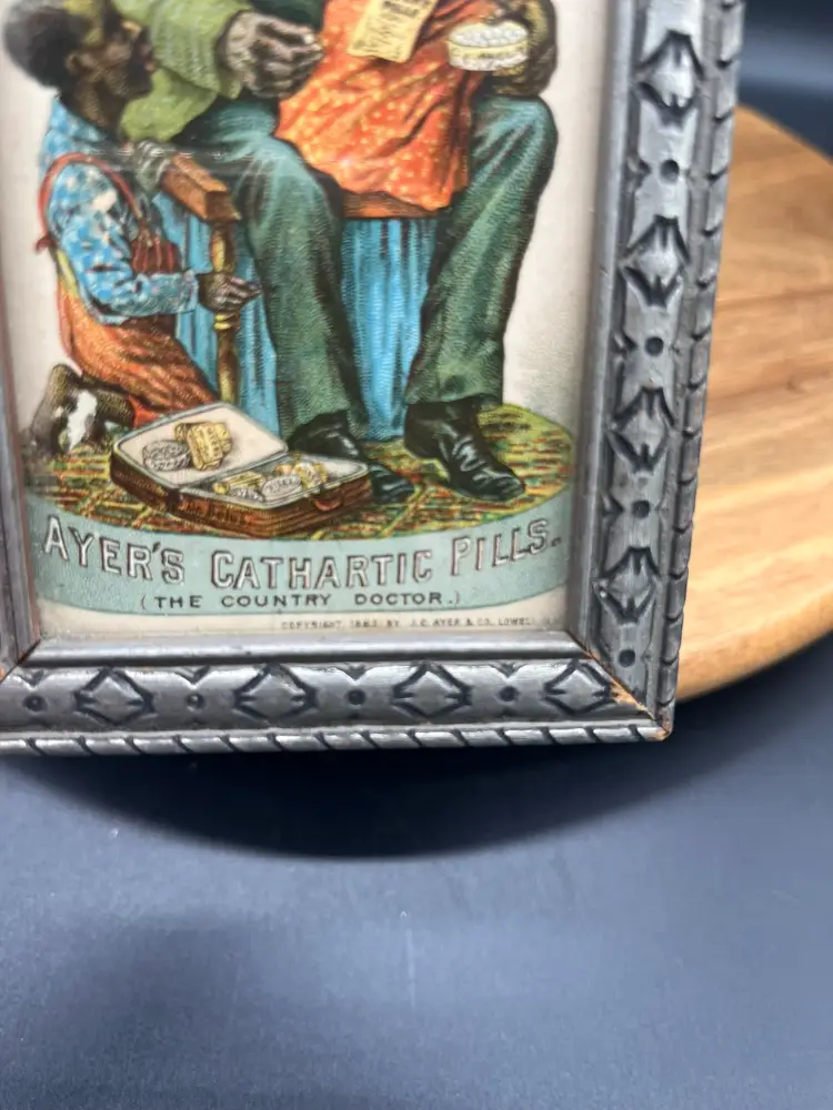 Victorian Trade Card for Ayer's Cathartic Pills featuring "The Country Doctor", Framed
