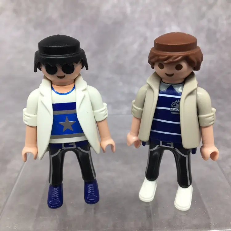 2 Playmobil Male Figures w/ Rolled Up Sleeve Jacket/Blazers