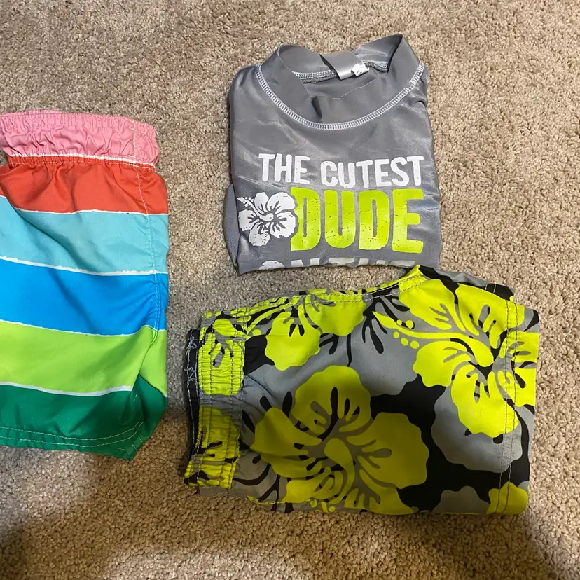 Boy's Size 18 Months Swimwear Bundle - Shirt & 2 Trunks - Carter's + Cat & Jack