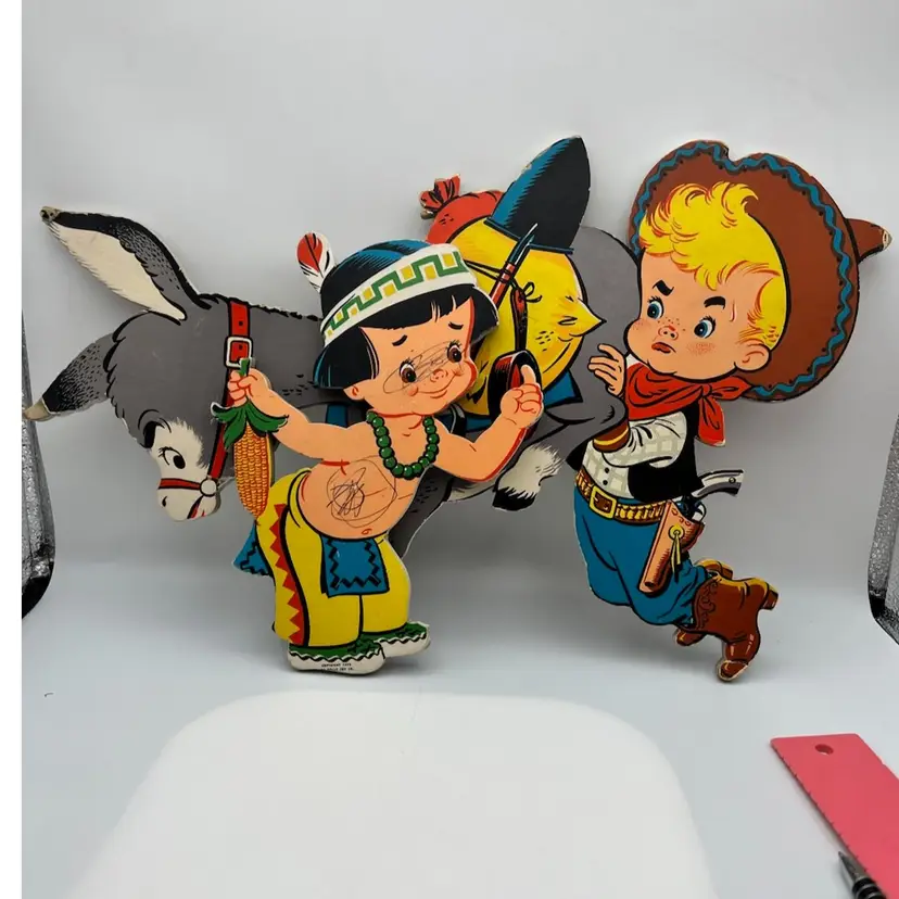 VINTAGE DOLLY TOY COWBOY AND A INDIAN