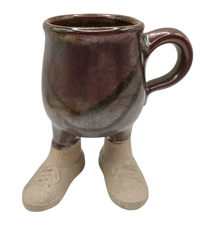 Vintage Five Bridges Inc Pottery Ceramic Mug Anthropomorphic Feet Sneaker Shoes