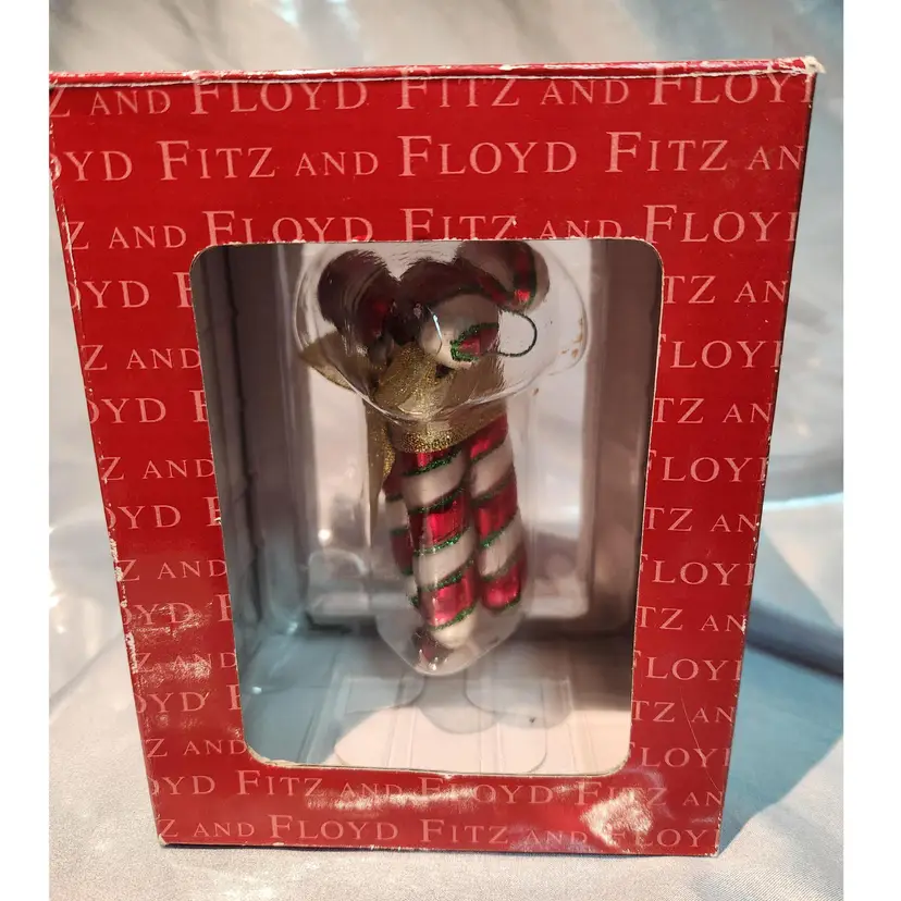 Fitz and Floyd Trio of Candy Cane Glass Ornaments