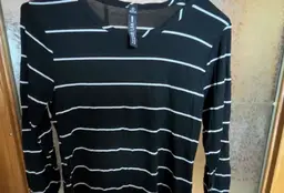 DESIGN LAB BY LORD & TAYLOR BLACK & WHITE STRIPED 3/4 SLEEVE TOP SIZE S