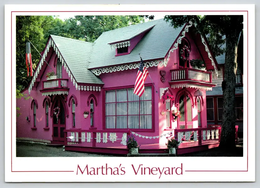 Postcard Pink House Martha's Vineyard Massachusetts Oak Bluffs  -  10559