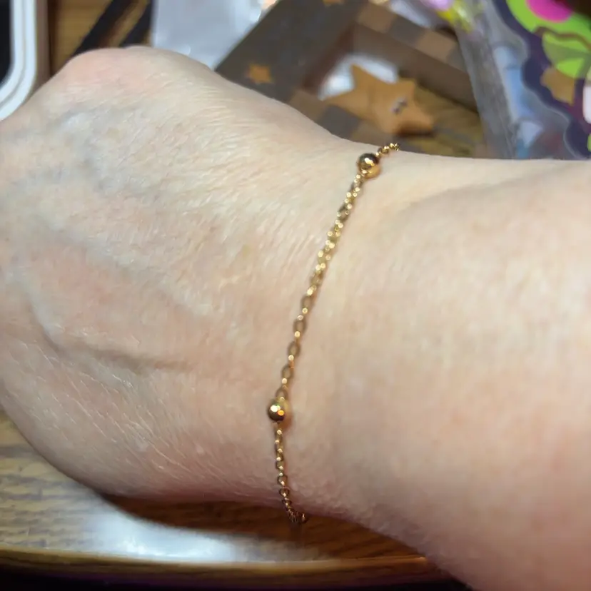 Yellow Gold Tone, Bracelet, Or Anklet 8 1/2 Inches Without Extender +3 Inch Extender.