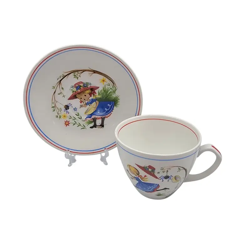 Alfred Meakin Glo-White Ironstone Cup & Saucer Set With Little Miss Muffet Old Foley James Kent England