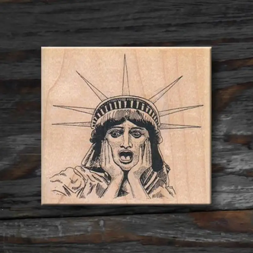 Screaming Statue of Liberty Rubber Stamp