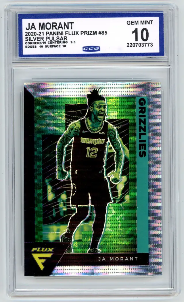 2020-21 Panini Flux JA MORANT Silver Pulsar Prizm #85 GRIZZLIES CCG 10 GEM MINT