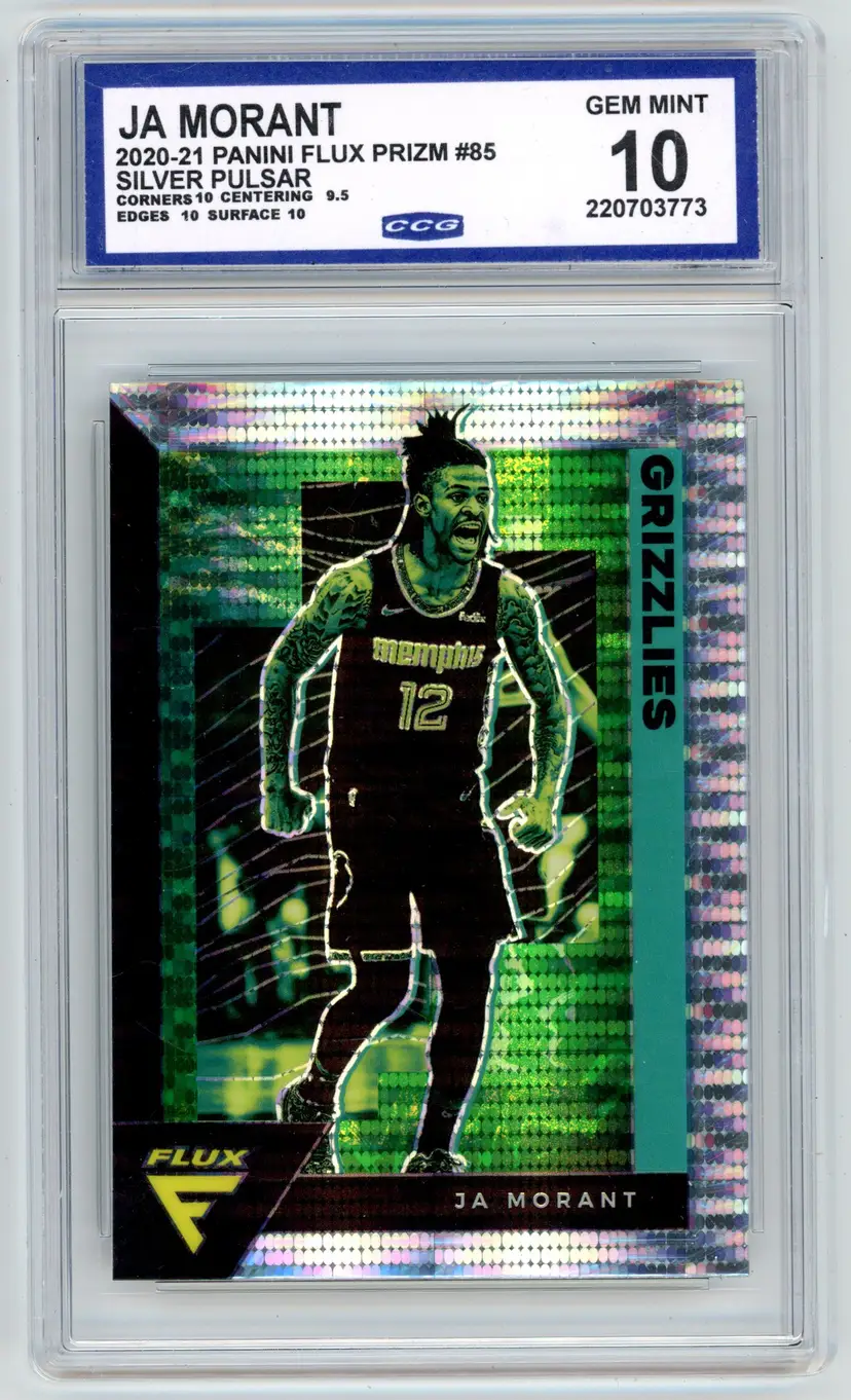 2020-21 Panini Flux JA MORANT Silver Pulsar Prizm #85 GRIZZLIES CCG 10 GEM MINT