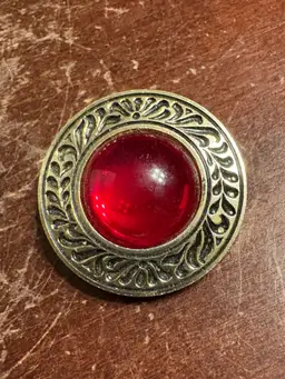 Gold Toned  Scarf Clip With Ruby Red Stone
