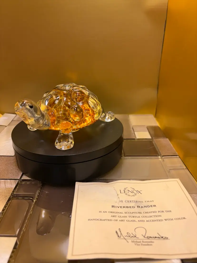 Vintage USA Lenox Turtle Figurine With Paper N Sticker