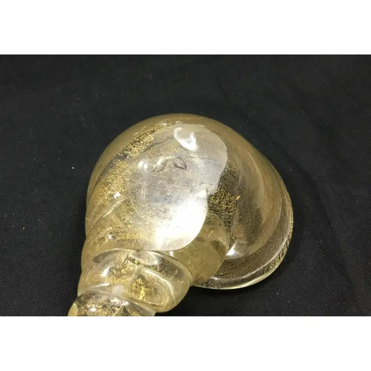 Hand blown, Murano glass sea snail shell, gold fleck aventurine swirls, 2x3x5