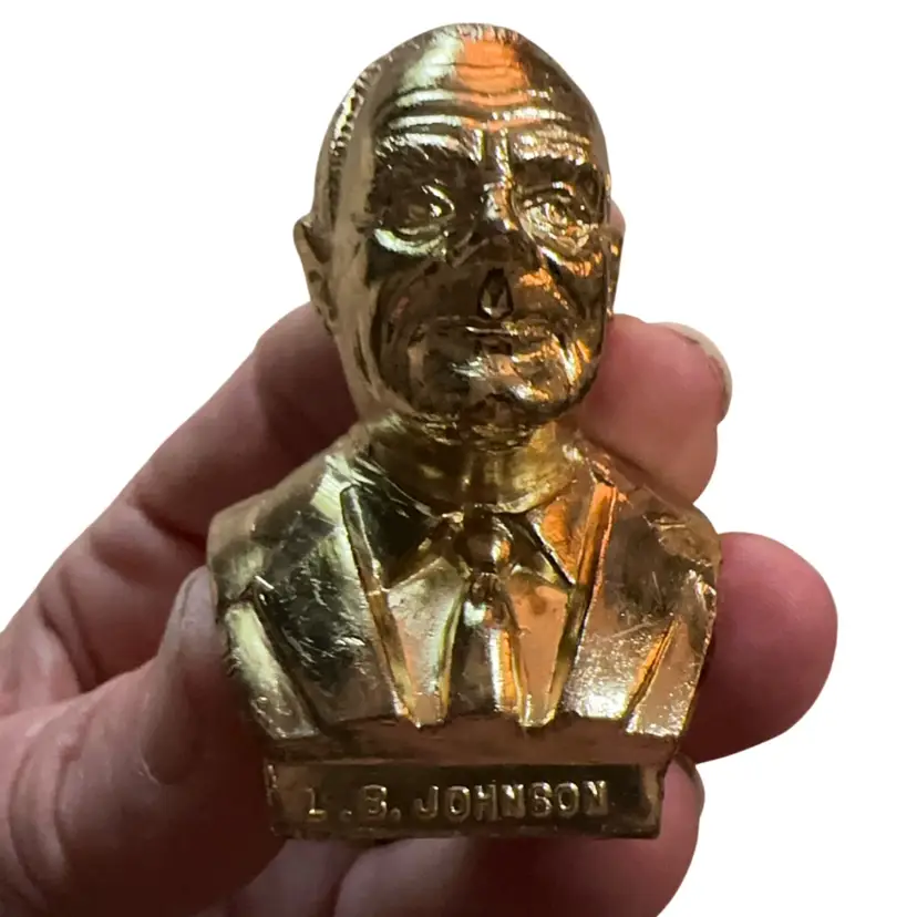 LBJ Gold Tone Bust Made In Japan