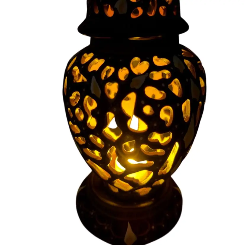 Tonala Pottery Lantern W/ A Flower on top.