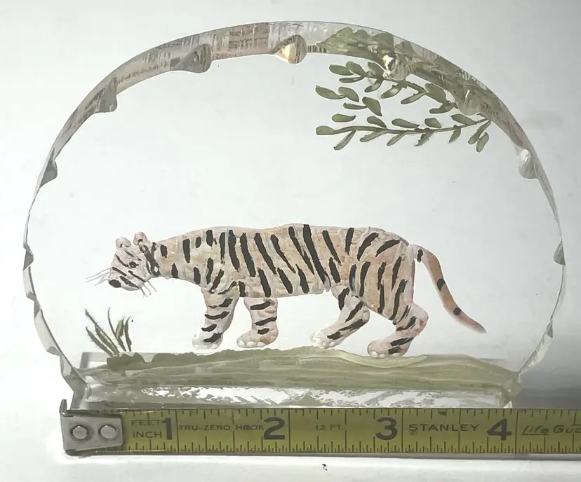 Acrylic Hand Carved Tiger Shelf Plaque.