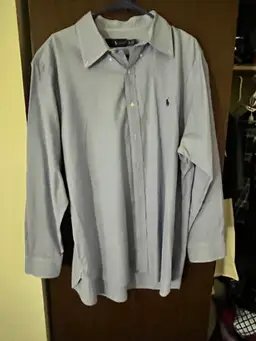 Ralph Lauren Men's 18 34/35 Light Blue Button Down Shirt Long Sleeve