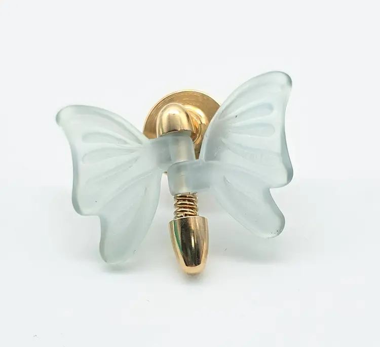 Avon Blue Frosted Butterfly Moveable Lapel Pin 1983