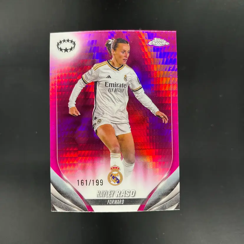 Hayley Raso 2023/24 Topps Chrome UWCL Pink /199 Soccer Card CD10