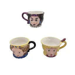 Department 56 Storybook Collection Cinderella Character Tea Cups Set Of 3 Hand-Painted Ceramic