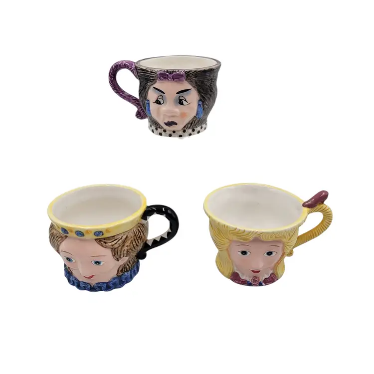 Department 56 Storybook Collection Cinderella Character Tea Cups Set Of 3 Hand-Painted Ceramic