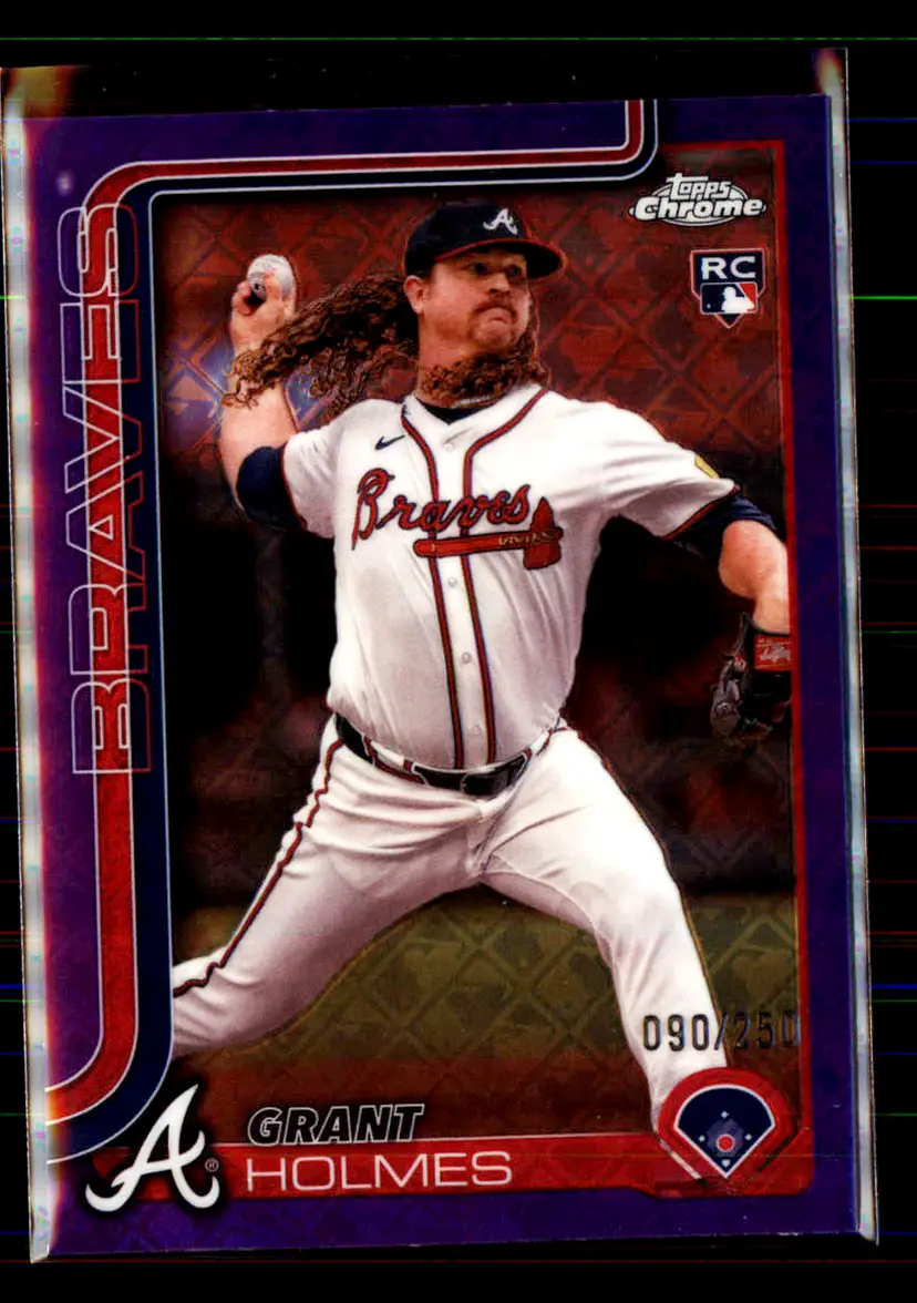 Grant Holmes #/250 2025 Topps Chrome Logofractor Purple Refractor #169 - (113) - Atlanta Braves