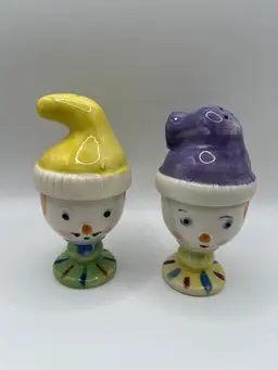 Vintage Porcelain Egg Cups With Shakers Hats