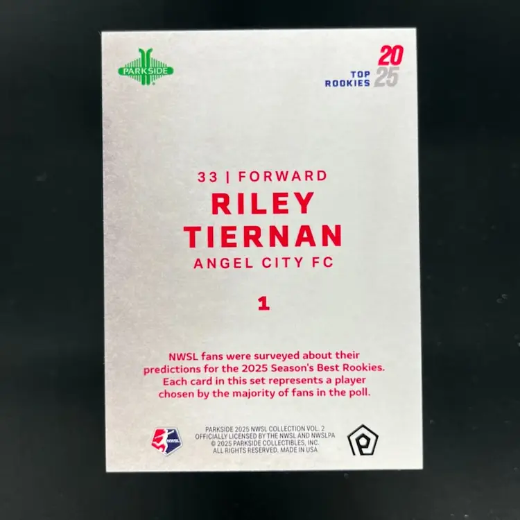 Riley Tiernan 2025 Parkside NWSL Vol 2 All Rookie XI /25 Soccer Card