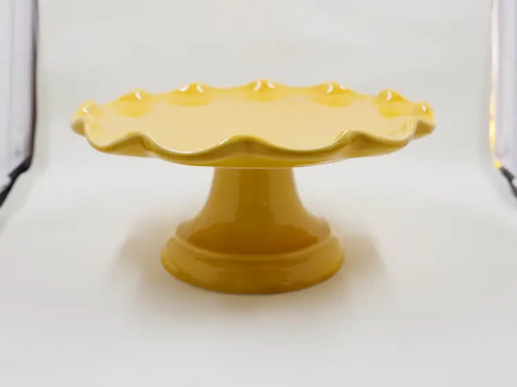 Maoliche Jessica Italian Ceramic Pedestal Dish, Yellow