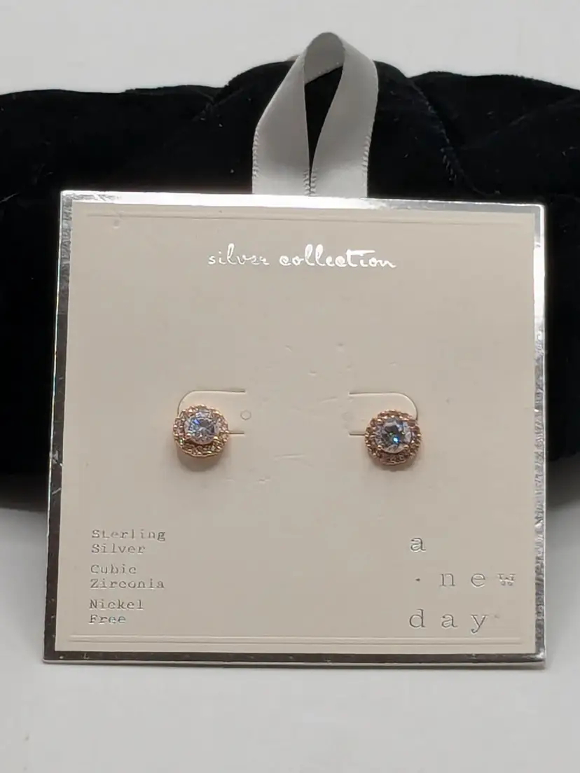 A New Day Sterling Silver Cubic Zirconia Stud Earrings
