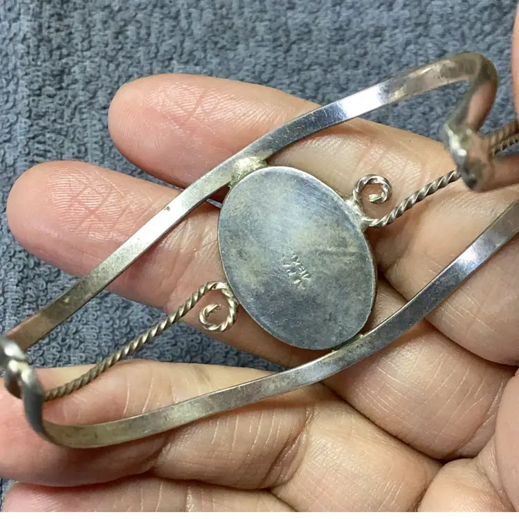 Alpaca Mexico Cuff Bracelet Abalone Adjustable 6.5