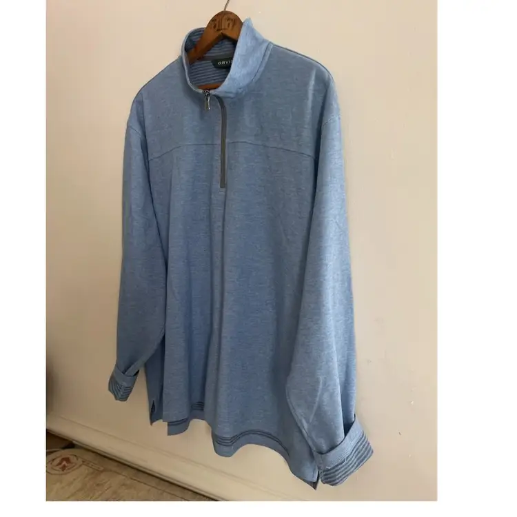 Orvis Lightweight Quarter-Zip Pullover Heathered Blue Cotton Mens XL Gorpcore