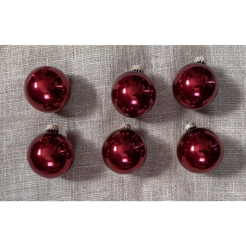 Vintage Christmas By Krebs Cranberry Red Glass Ball Ornaments Set Of 6 Holiday
