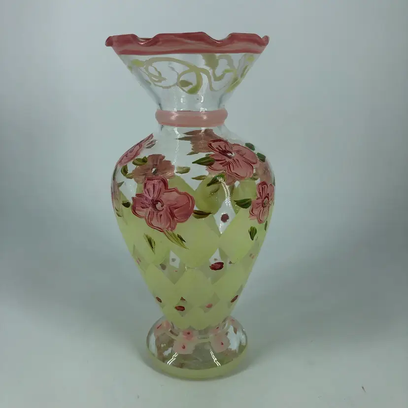 Vintage Tracy Porter Hand-Painted Flower Glass Vase