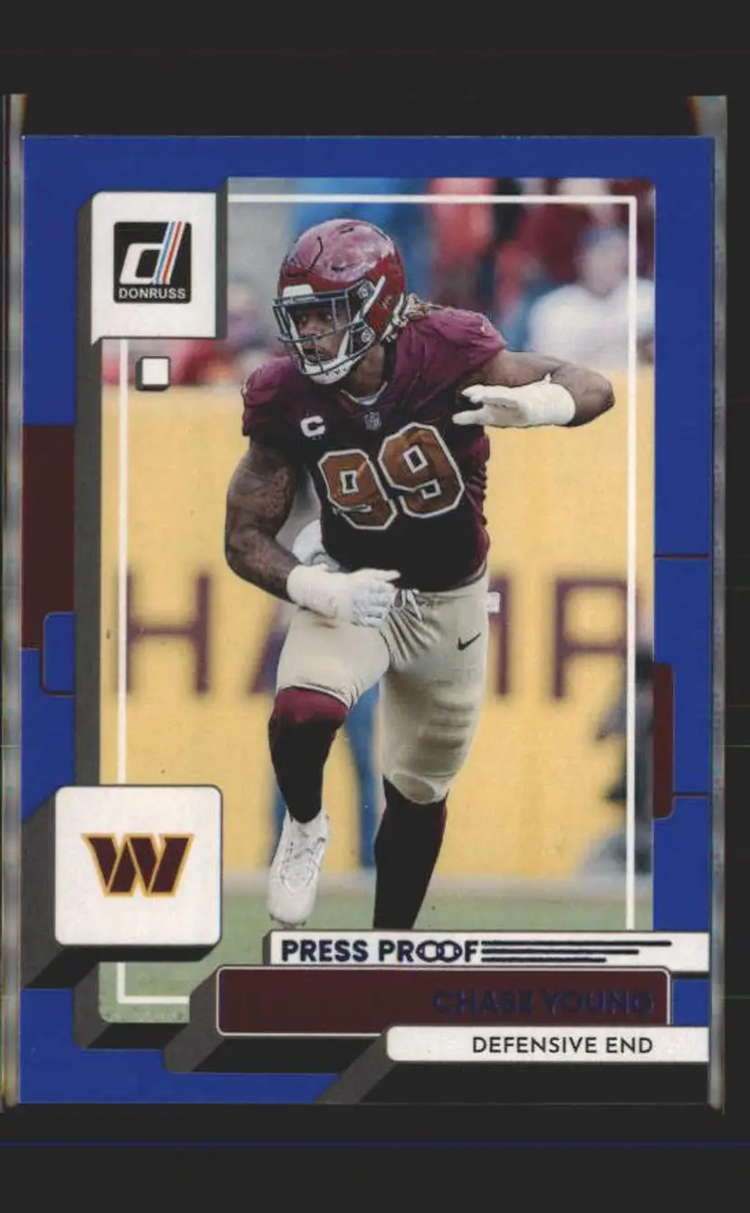 2022 Donruss #183 Chase Young Blue Press Proof - (139) - Washington Commanders
